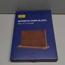 HOSHANHO Magnetic Knife Block 14 x 10 Inches, Double Sided Magnetic Knife Holder Rack for Kitchen Counter, Acacia Wood Magnetic Knife Storage Stand with Knife Sharpener