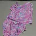 Girls Tankini Swimsuit Two Piece Bathing Suit Colorful Toddler Kids Ruffle Swimwear Adjustable Strap Summer Beach 4-5 Years