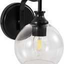 ANDY STAR 1-Light Bathroom Light Fixtures, Black Wall Sconces, Bathroom Vanity Light with Clear Glass Shade, Modern Wall Light Fixtures for Bath Mirror Hallway Bedroom Living Room, Hardwired, E26 Base