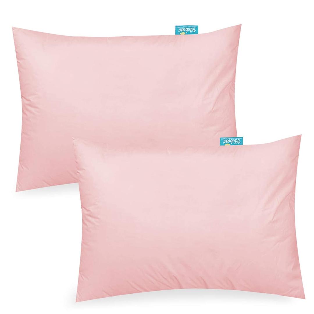 Organic Cotton Toddler Pillowcase 2 Pack, Kids Pillowcase for Sleeping Fit Pillow Sized 13"x 18" or 14"x19", Envelope Travel Pillowcases for Girl Boy, Pink