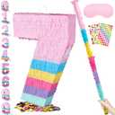 PCFING 20 Inch Number 7 Piñata Candy Color with 30 Inch Piñata Stick Blindfold Confetti for Boys Girls Adults Birthday Party Decorations, Anniversary Celebration, Fiesta
