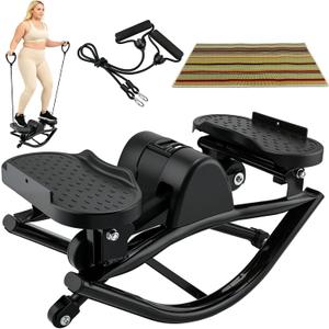 Rock Stepper, Side to Side Rocker Machine, Steppers for Exercise at Home, U-Shaped Rock Stepper Machine with Digital Display & Resistance Bands250 LBS Loading Capacity Exercise Equipment