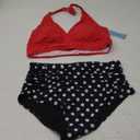 High Waisted Two Piece Plus Size Halter Bikini Swimsuits For Curvy Women-Red Dot, 20W