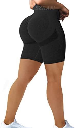 Scrunch Butt Lifting Seamless Shorts for Women High Waist Tummy Control Workout Biker Shorts Ruched Booty Lifting Leggings L/XL