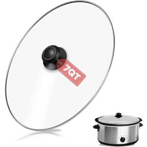Oval Glass Lid 7 Quart Crock Pot lid Replacement for Hamilton & Rival Beach Slow Cooker Lid 7 QT 33474G, SCV700-SS, SCV700, SCV700-KC
