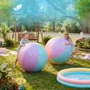 Tradder 2 Pcs 60 Inch Giant Inflatable Beach Ball Large Pastel Macaron Inflatable Float Jumbo Pool Playground Balls for Adults Summer Outdoor Games Water Pool Beach Party Favor (Multicolor)