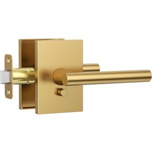 Amerdeco 10 Pack Champagne Bronze Privacy Interior Door Handles | Thumb-Turn Privacy Lock,Fits 1-3/8"-1-3/4" Doors,Adj. 2-3/8"-2-3/4" Latch,Heavy-duty Zinc,Easy DIY Setup