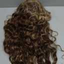Fencca Brown Highlights Long Curly Wigs for Women Heat Resistant Synthetic Hair Brown Mixed Blonde Wave Curly Wig