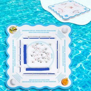 Mahjong Game Floating Table with Rules for Pool Double Side Poker Float Board for Card Games Scrabble Dominoes Mahjong Game Tray for Water Swimming Pool and Hot Tub Summer Beach Party Supplies, 31.5 X 31.5 X 1.6 Inches