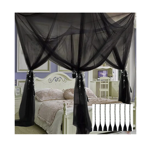 Mosquito Net Bed Canopy for Girls,King Canopy Bed Curtains Queen Size from Ceiling,Dome Mosquito Netting Bed Tent Twin Girls Canopy Bed Decor for Baby Crib,Kid Bed and Adult Beds (Black Square)