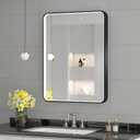 LED Mirror for Bathroom 24X32 Inch Black Framed with Anti-Fog, Stepless Dimmable, Front Lit, LED Bathroom Vanity Mirror for Wall, Memory Function, Shatter-Proof