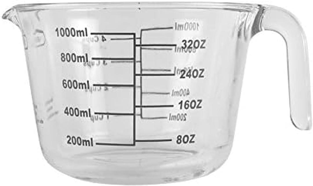 Farberware 4-Cup Borosilicate Glass Wet and Dry Measuring Cup with Oversized Measurements, Clear