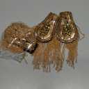 Yilloog 4 Pcs Shoulder Epaulets for Women Tassel Link Chain Boards Badge Beads Pads Punk Fringe Jewelry Pins for Men Jackets(Gold)