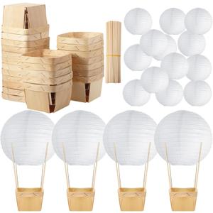 Namalu 24 Set Hot Air Balloon Baby Shower Centerpieces Paper Lanterns Wooden Candy Boxes with Sticks DIY Craft for Graduation Birthday Wedding Party Table Decoration (White) Namalu 24 Set Hot Air Balloon Baby Shower Centerpieces Paper Lanterns Wooden Candy Boxes with Sticks DIY Craft for Graduation Birthday Wedding Party Table Decoration (White)