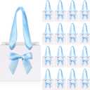 Kolldenn 50 Pcs Mini Gift Bags with Blue Bow Ribbon 4''x2.7''x4.5'' Small White Paper Thank You Goodie Gift Bags Bulk with Handle for Baby Shower Wedding Party Favor Birthday Return Guests