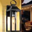 Dusk to Dawn Outdoor Lighting for House 17 Inch, Black Porch Light Cylindrical Glass IP65 Waterproof Large Outdoor Light Fixture Farmhouse Sconces Wall Lighting Exterior Lanterns for Patio (With Sensor)