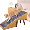 21.06H Dog Stairs for High Bed, 6-Step Pet Stairs with Split Ottoman Design - Tall Dog Steps Convertible to Bedside Table Nightstand, Large Non-Slip Stairs for Big Medium Dogs to Bed