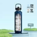 POWCAN 24 oz Water Bottle Insulated: BPA-Free, Leakproof Lid with Straw, Lightweight, Flex Cap, Stainless Steel Insulated Flask for Office, Men, Gym, Commute, Worker, Walking, Cycling (Indigo Blue)