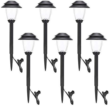 HECARIM 6 Pack Low Voltage Pathway Lights - Waterproof Outdoor Landscape Lighting, Super Bright LED Garden Lights for Walkway, Energy-Saving 5V Weatherproof Stake Lights (Dusk to Dawn Auto On/Off) (Black)