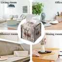 Grace Yonks Winter Tissue Box Cover Square, Two Deer in Snow Forest Design Cube Case for Facial Tissues, 5.2" PU Leather. (102)