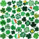 48 Pcs St. Patrick's Day Shamrock Iron on Patches Green Shamrock Embroidery Applique Patches for Clothing, Jackets, Jeans, Bags, Dress, Hats DIY Applique Emblem Accessory