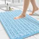 Smiry Bathroom Rugs Mat 24x16, Extra Soft Absorbent Chenille Bath Rugs, Non Slip Rubber Backing Machine Washable Quick Dry Bath Mats for Bathroom Floor, Tub, Shower, Home Decor Accessories, Sky Blue