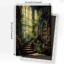 Dark Academia Paintings Gothic Library Canvas Vintage Victorian Pictures Medieval Castle Wall Art Moody Botanical Prints Vintage Library Posters Moody Gothic Artwork Dark Castle Painting 16x24in Framed