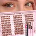 Brown Wispy Lash Clusters Kit Natural Cluster Eyelash Extensions Kit False Eyelashes Clusters Fluffy DIY Individual Lash Extensions Kit C Curl
