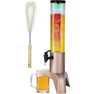 Mimosa Tower Dispenser,1.5L Drink Tower with Ice Tube & LED Light, 1.58 Qt./50oz Upgrade Tabletop Beer Towers Dispenser with Leakproof Spigot & Brush for Juice Beverage, Parties Bars Restaurants