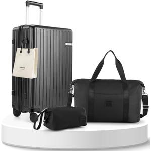 Hoteel Spinner Luggage Sets 3 Piece (3 piece(20/DB/TB), Black)