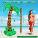 75 Inch Hawaiian Inflatable Limbo Party Game Set Palm Tree Limbo Outdoor Toys Tropical Theme Fun Pole for Summer Outdoor Beach Pool Birthday Party Activities
