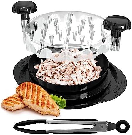 Chicken Shredder Tool Twist - Meat Claws for Shredding Chicken Breast, Pulled Pork, Beef, Salad - Large Heat-Resistant Anti-Skid Bowl, Clear Lid - Essential Kitchen Gadget for Shredded Food, Pack of 3