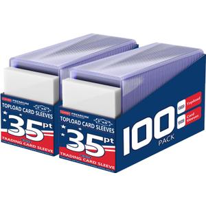 200 Card Sleeves - 3"x4" Hard Plastic Top Loaders for Cards - Trading Card Sleeve & Baseball Card Holder - Premium Topload Ablum Photocard Holder for Sports, Game & Kpop Cards (100Soft+100Hard)