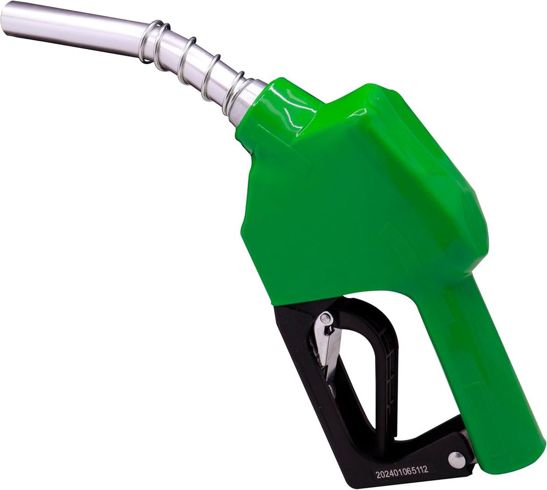 Green 3/4" NPT Automatic Fuel Nozzle Auto Shut Off Nozzle Gas Pump Nozzle Max Flow Rate 16 GPM With 3-Notch Hold Open Clip13/16"Spout Used for Gasoline Oil, Kerosene Biodiesel (0.75 Inch)