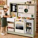 Tiny Land Wooden Play Kitchen with 2-in-1 Bistro Play, 39.3 x 12.3 x 31.8 inches