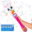 Sloosh Easter Bunny Bubble Wand for Kids Ages3+, Light Up Automatic Bubble Maker with LED & Sound Effect for Toddler, Birthday Party Gifts, Outdoor, Easter Basket Stuffers