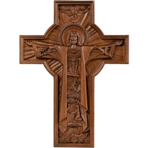 BGCOPPER Jesus Crucifix Wall Cross Handmade Wooden Cross for Wall Decor for Home Room Christmas Gift