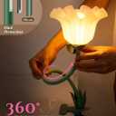 ONXE Clip On Light and Flower Desk Lamp, Flexible Gooseneck Reading Book Light with 3 Color Modes Cute Table Lamp Decor, Clip on Bedside Lamp for Bed Headboard,Table, Nursery,Dorm (Green-02)