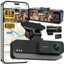 4K+2.5K+2.5K 3 Channel Dash Cam - Front/Rear/Inside - 5.8GHz WiFi 6 Dashcam with IR Night Vision, 64GB Card, 24H Parking Mode, G-Sensor - Car Dash Cam for Rideshare & Taxi (Black)