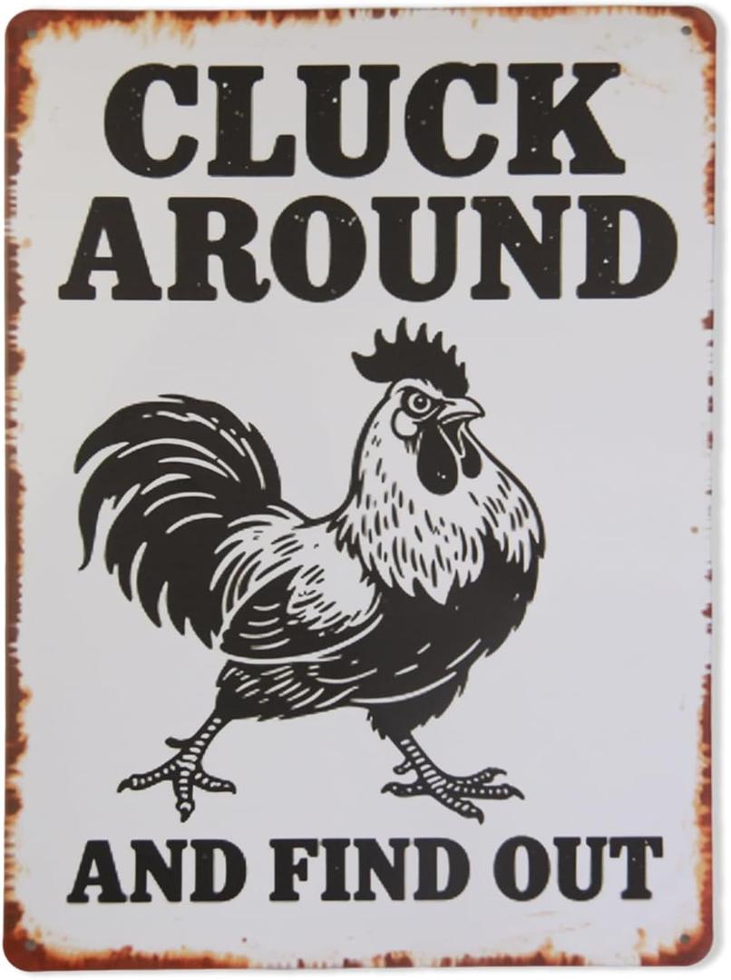 Vintage RusticTin Metal Chicken Coop Signs, Funny Chicken Coop Decor for Home Farm Farmhouse Kitchen Garden 8x12 in (A, 1PCS)