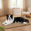 Dog Crate Pad for Large Dog - 35x23 Memory Foam Dog Bed, Washable & Anti-Slip Dog Bed Mat, Ultra Soft Kennel Pad for Dogs Cozy Sleeping Mat, Khaki