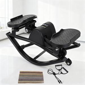 Low-Impact Lateral Rocking Fitness Stepper for Knees and Joints,Home Workout Machine,Rock Stepper Machine with Digital Display,Track Time,Reps,Calories for Legs,Glutes,Abs (Black)