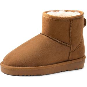 DREAM PAIRS Girls Boys Boots Kids Winter Ankle Faux Fur Lined Snow Shoes FuzzyClassic Kid's Low Boot for Toddler/Little Kid/Big Kid (Camel) 3 Little Kid