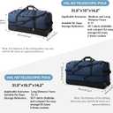 Rolling Duffle Bag with Wheels,110L/140L Expandable Soft-Sided Foldable Duffle Bag with 2 Rubber Wheels,Packable 32 Rolling Carry-On with Multi-Pockets & Compartments (Dark blue)
