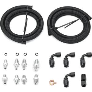 AN6 Power Steering Pump Hose Fitting Kit Return to Reservoir Hose Kit for Pump Mount Reservoir Compatible with LS Swap LS1 LS3, Black