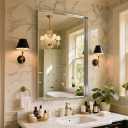 Bimno Bathroom Mirror 55"x30", Silver Framed Large Mirrors for Wall, Aluminum Metal Frame Modern Vanity Mirror for Bathroom, Bedroom, Living Room, Over Sink, Entryway Hangs Horizontal or Vertical