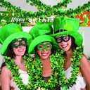 33 Ft St.Patrick's Day Tinsel Garland, Green Garland with Shamrock Saint Patricks Day Decorations for Saint Patrick's Day Party Decor, Shiny Hanging Clover St Patrick's Day Tree Decorations