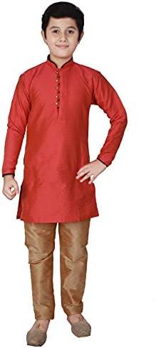 Pro-Ethic Style Developer Boy's Silk Indian Clothing Traditional Wear Kurta Set's For Kids Boys | Pack Of 1 (S-135) Size 7