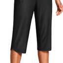 ISEEGZ Swim Capris Pants for Women 18" Tummy Control Quick Dry Keep Warm UPF 50 Swim Shorts Women with Liner and Pockets Black, Size: Small