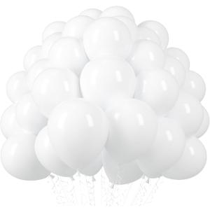 Voircoloria 110pcs White Balloons 12inch Matte White Latex Party Balloons for Wedding, Birthday, Graduation, Bridal Shower, Baby Shower, Bachelorette and Engagement Decorations